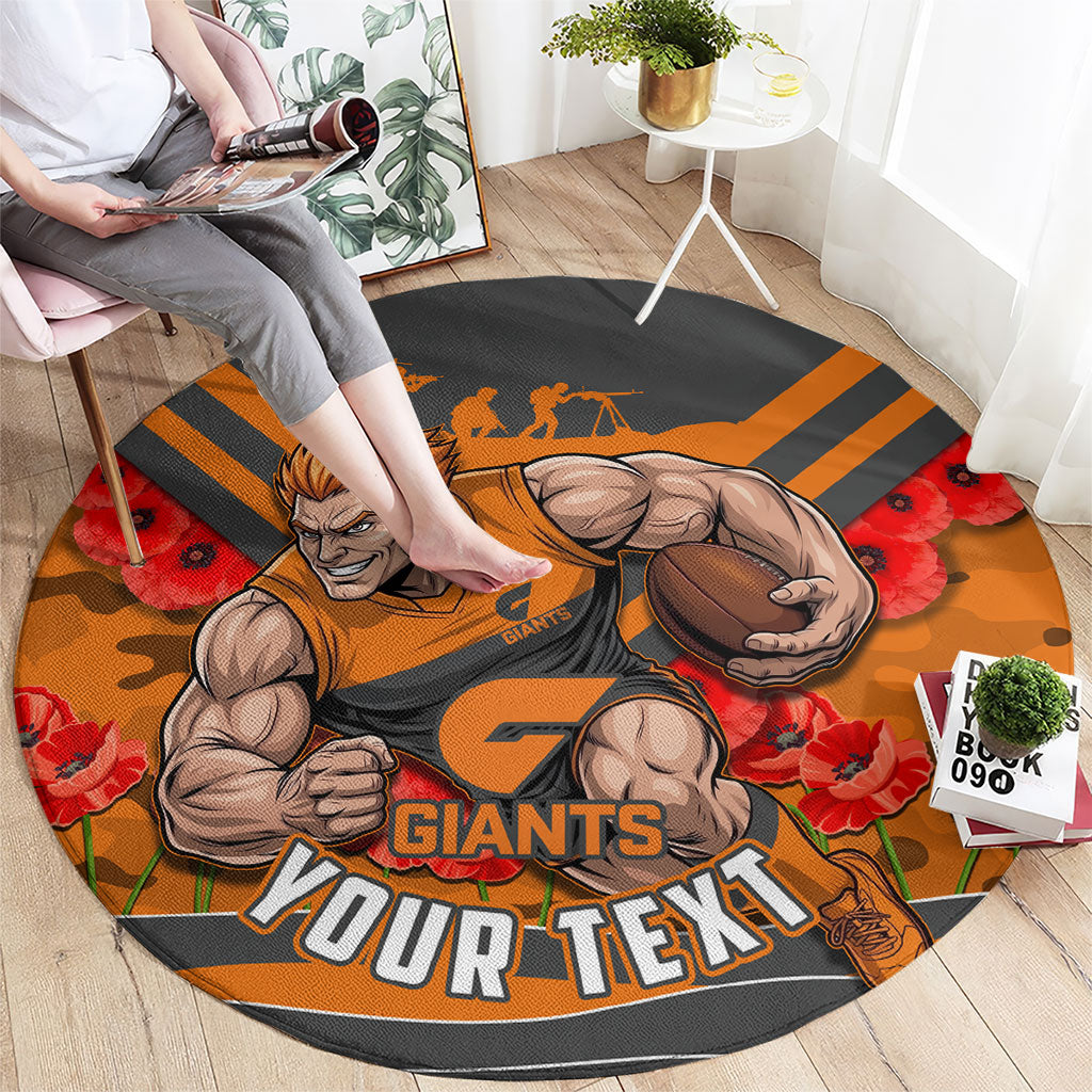 Personalised Greater Western Sydney Giants ANZAC Round Carpet Military Remembrance Australian Football Mascot Camouflage