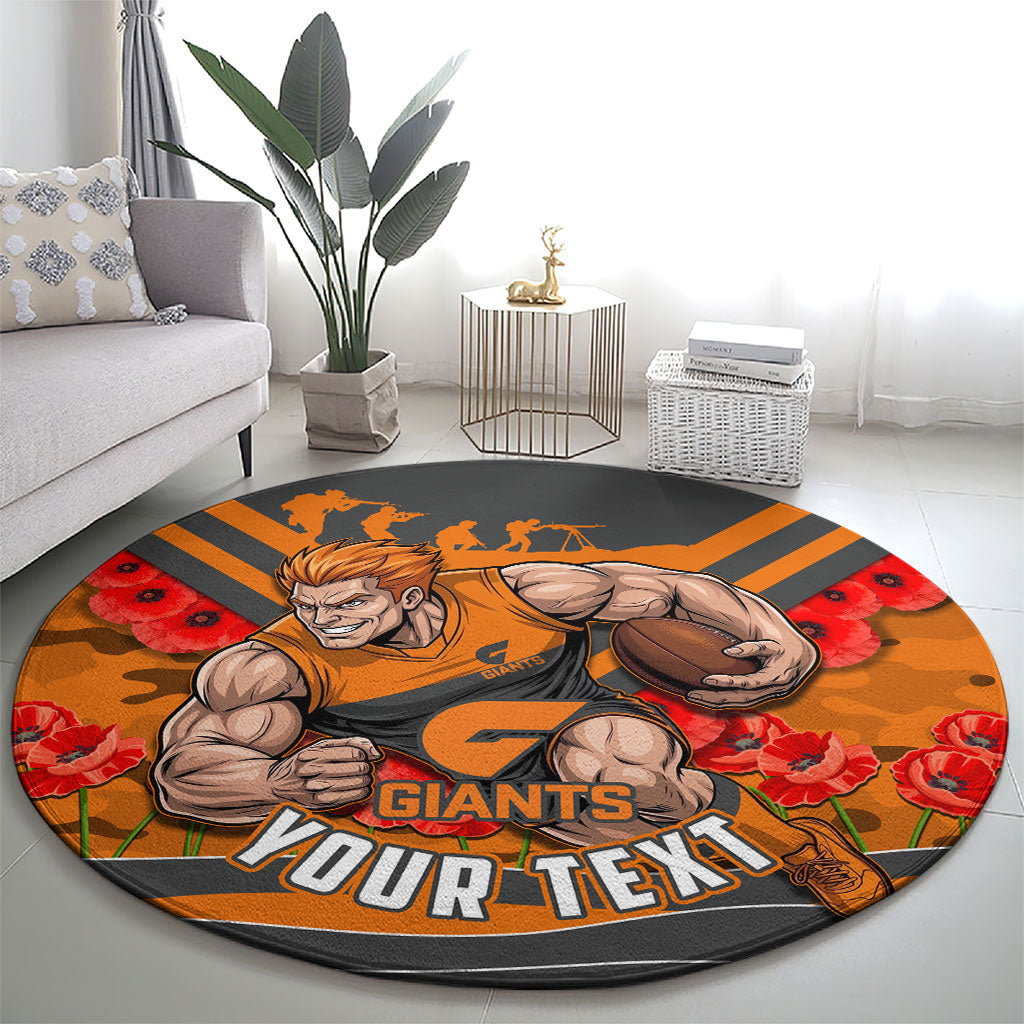 Personalised Greater Western Sydney Giants ANZAC Round Carpet Military Remembrance Australian Football Mascot Camouflage
