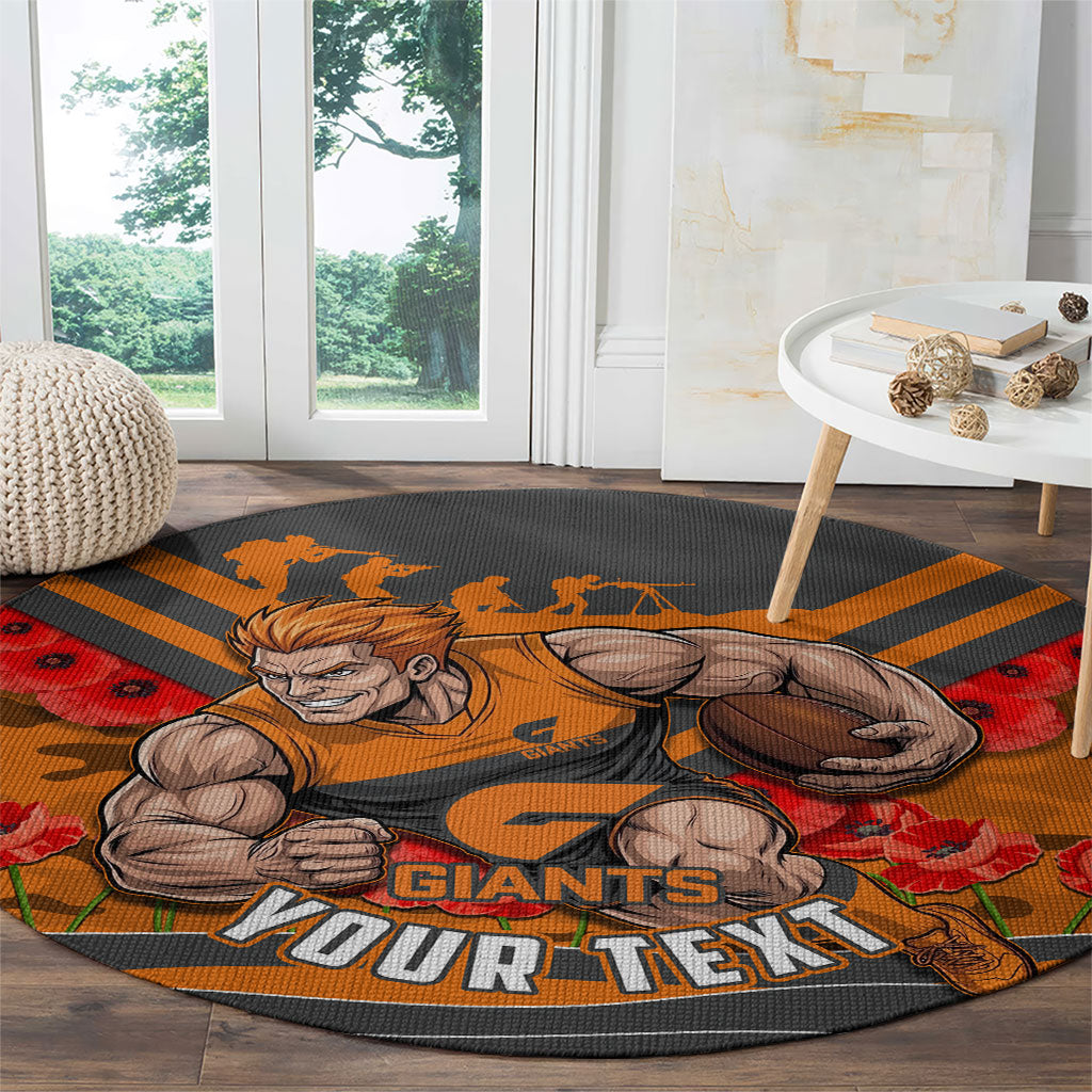 Personalised Greater Western Sydney Giants ANZAC Round Carpet Military Remembrance Australian Football Mascot Camouflage