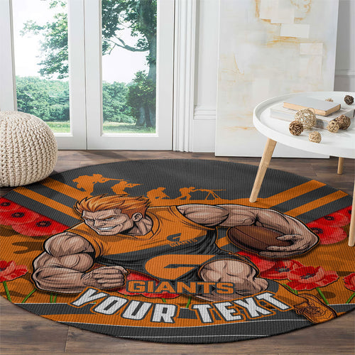 Personalised Greater Western Sydney Giants ANZAC Round Carpet Military Remembrance Australian Football Mascot Camouflage