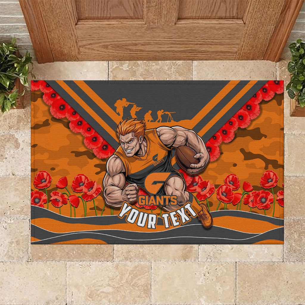 Personalised Greater Western Sydney Giants ANZAC Rubber Doormat Military Remembrance Australian Football Mascot Camouflage