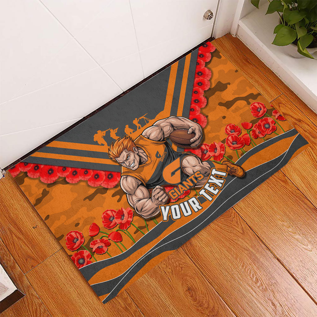 Personalised Greater Western Sydney Giants ANZAC Rubber Doormat Military Remembrance Australian Football Mascot Camouflage