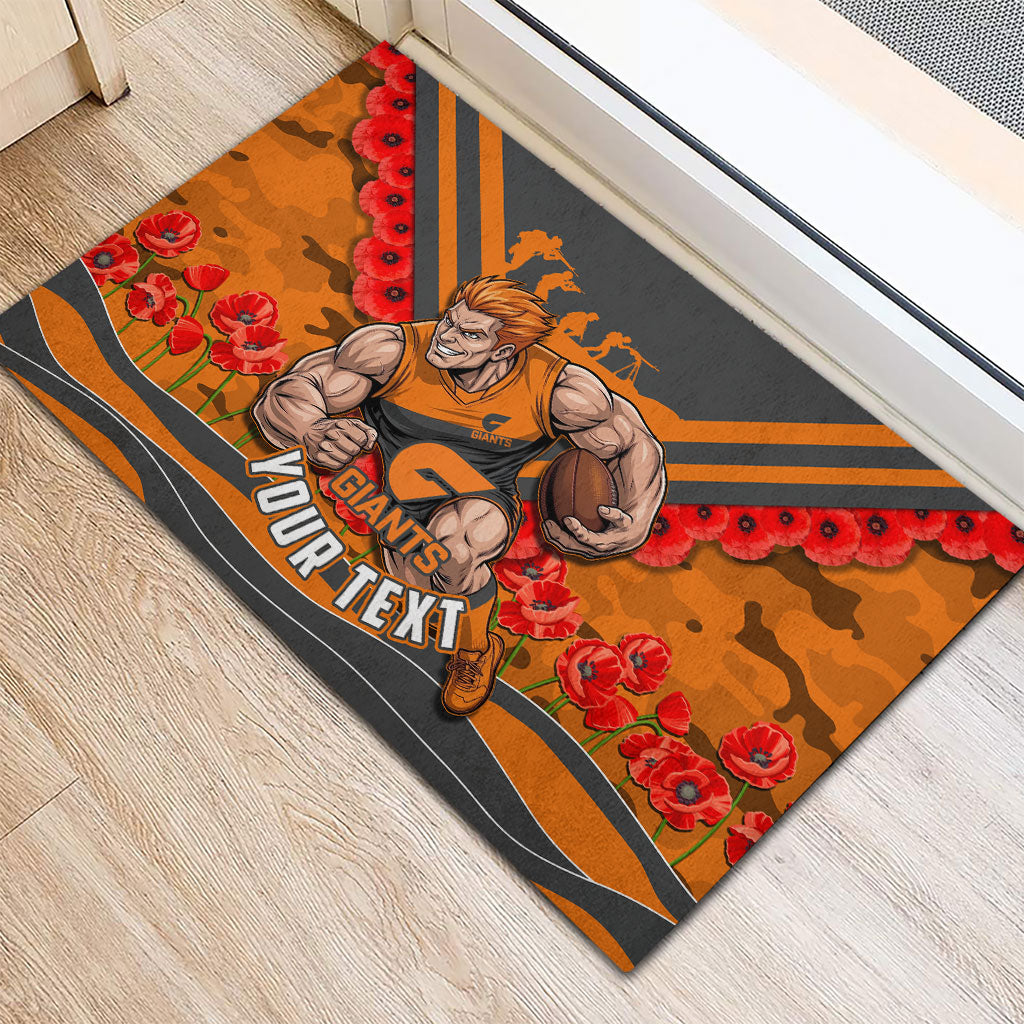 Personalised Greater Western Sydney Giants ANZAC Rubber Doormat Military Remembrance Australian Football Mascot Camouflage