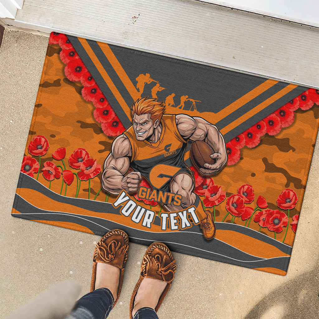 Personalised Greater Western Sydney Giants ANZAC Rubber Doormat Military Remembrance Australian Football Mascot Camouflage