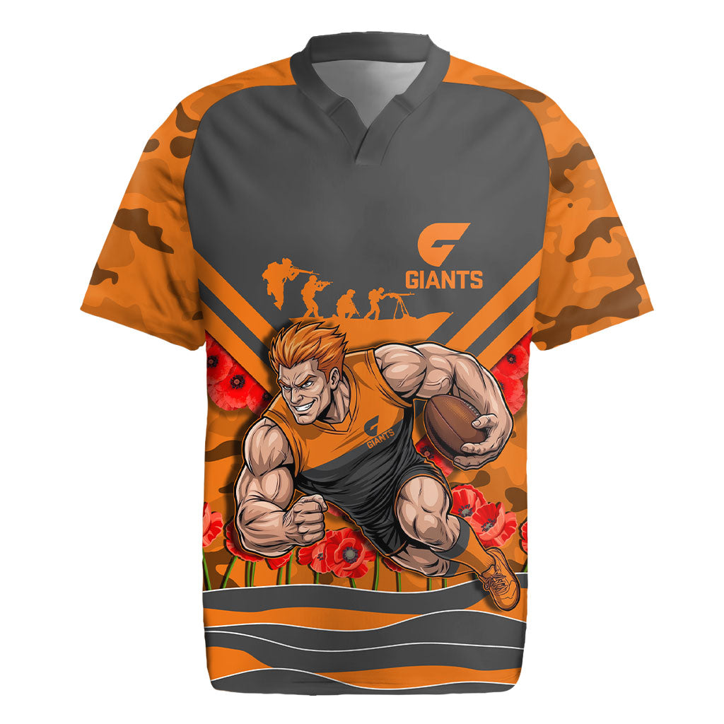 Personalised Greater Western Sydney Giants ANZAC Rugby Jersey Military Remembrance Australian Football Mascot Camouflage