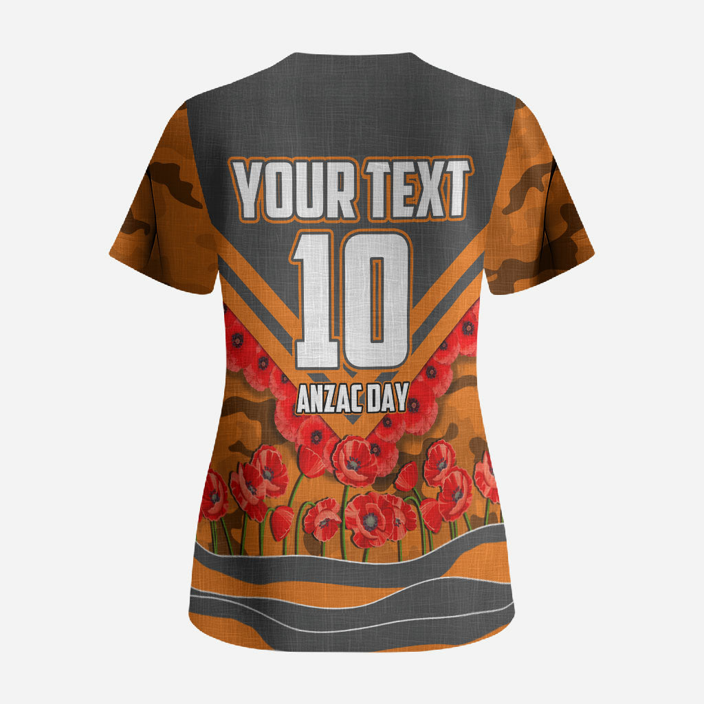 Personalised Greater Western Sydney Giants ANZAC Scrub Top Military Remembrance Australian Football Mascot Camouflage