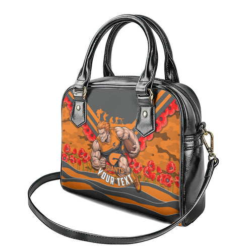 Personalised Greater Western Sydney Giants ANZAC Shoulder Handbag Military Remembrance Australian Football Mascot Camouflage