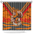 Personalised Greater Western Sydney Giants ANZAC Shower Curtain Military Remembrance Australian Football Mascot Camouflage