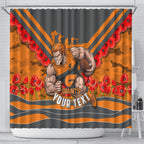 Personalised Greater Western Sydney Giants ANZAC Shower Curtain Military Remembrance Australian Football Mascot Camouflage