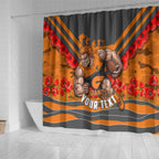 Personalised Greater Western Sydney Giants ANZAC Shower Curtain Military Remembrance Australian Football Mascot Camouflage