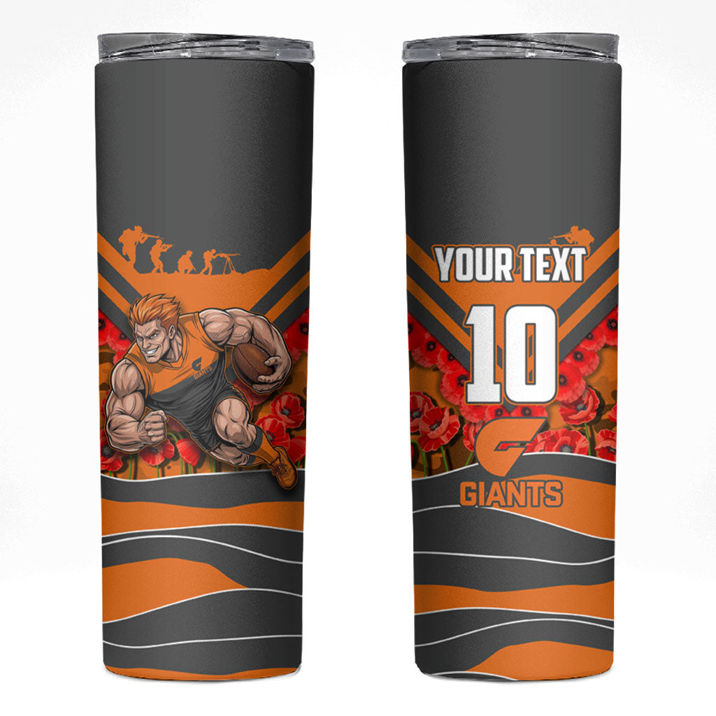 Personalised Greater Western Sydney Giants ANZAC Skinny Tumbler Military Remembrance Australian Football Mascot Camouflage