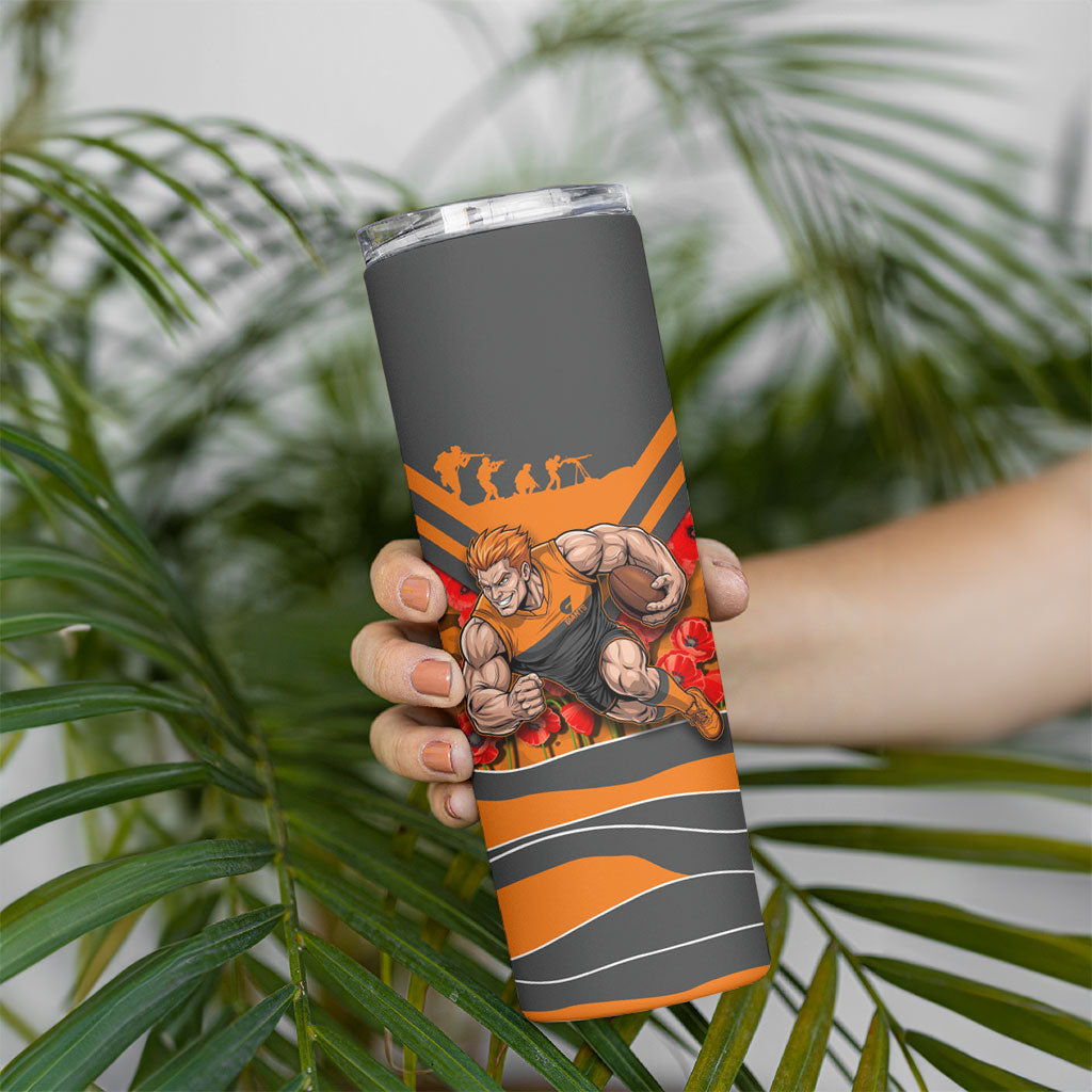 Personalised Greater Western Sydney Giants ANZAC Skinny Tumbler Military Remembrance Australian Football Mascot Camouflage
