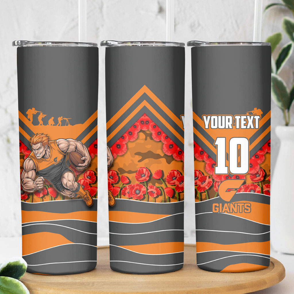 Personalised Greater Western Sydney Giants ANZAC Skinny Tumbler Military Remembrance Australian Football Mascot Camouflage