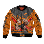 Personalised Greater Western Sydney Giants ANZAC Sleeve Zip Bomber Jacket Military Remembrance Australian Football Mascot Camouflage