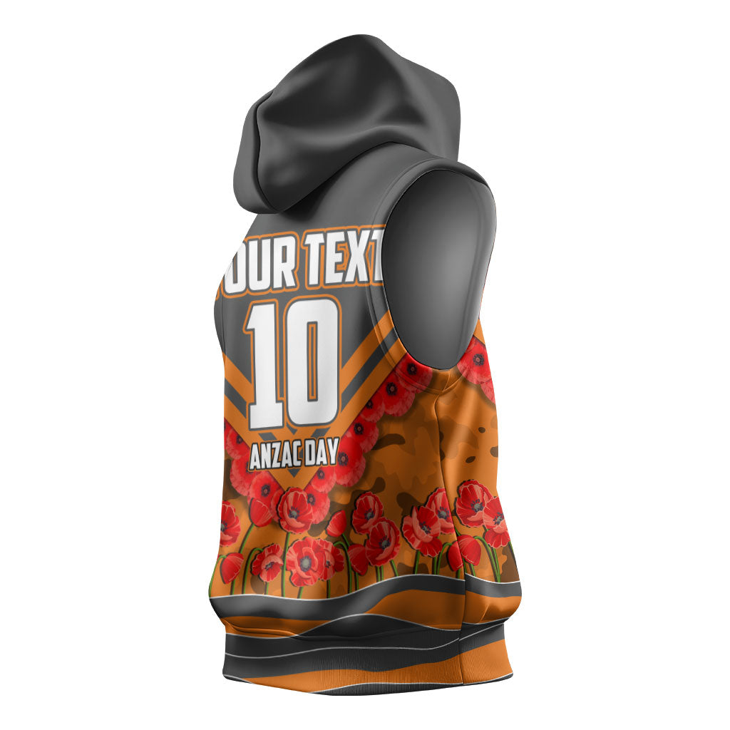 Personalised Greater Western Sydney Giants ANZAC Sleeveless Hoodie Military Remembrance Australian Football Mascot Camouflage