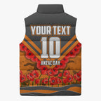 Personalised Greater Western Sydney Giants ANZAC Sleeveless Puffer Jacket Military Remembrance Australian Football Mascot Camouflage