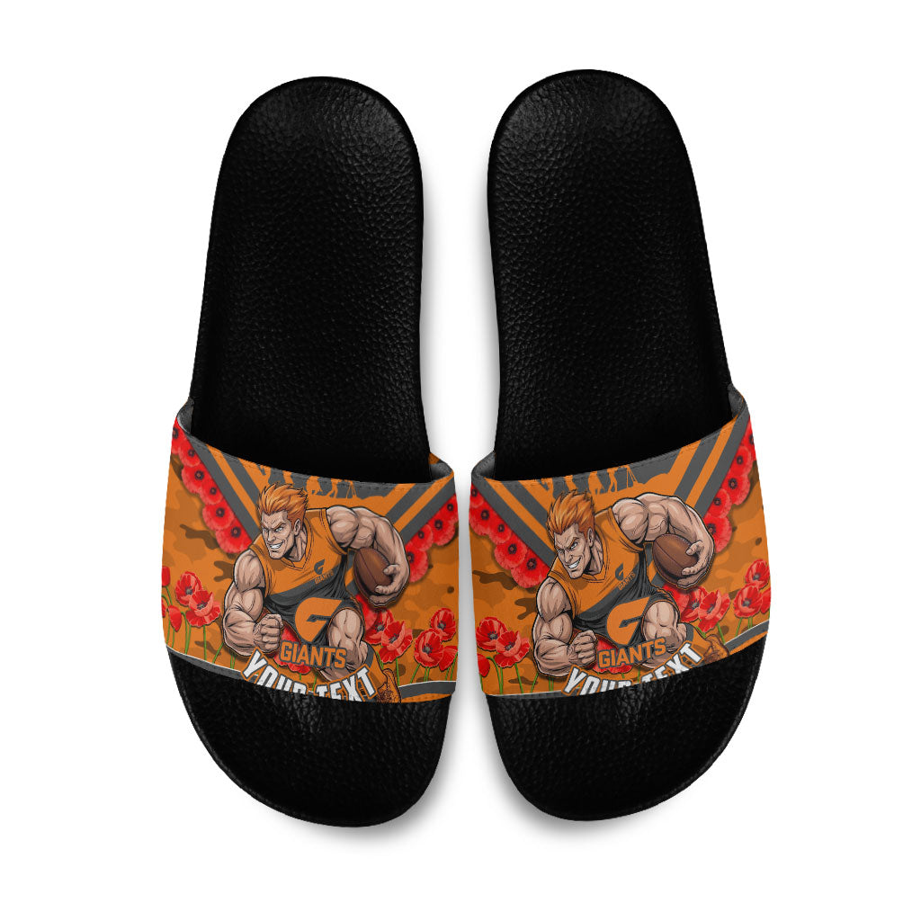 Personalised Greater Western Sydney Giants ANZAC Slide Sandals Military Remembrance Australian Football Mascot Camouflage