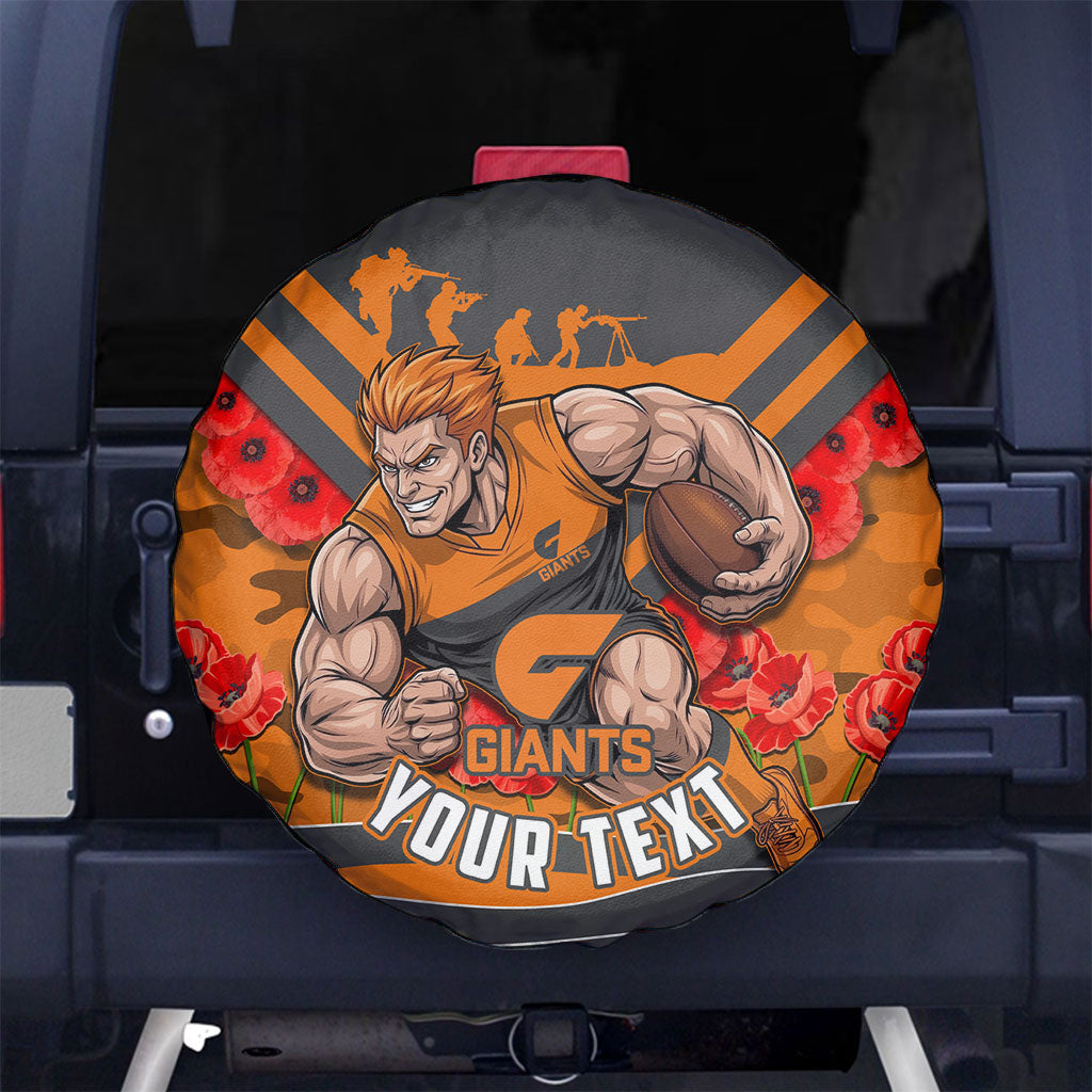 Personalised Greater Western Sydney Giants ANZAC Spare Tire Cover Military Remembrance Australian Football Mascot Camouflage