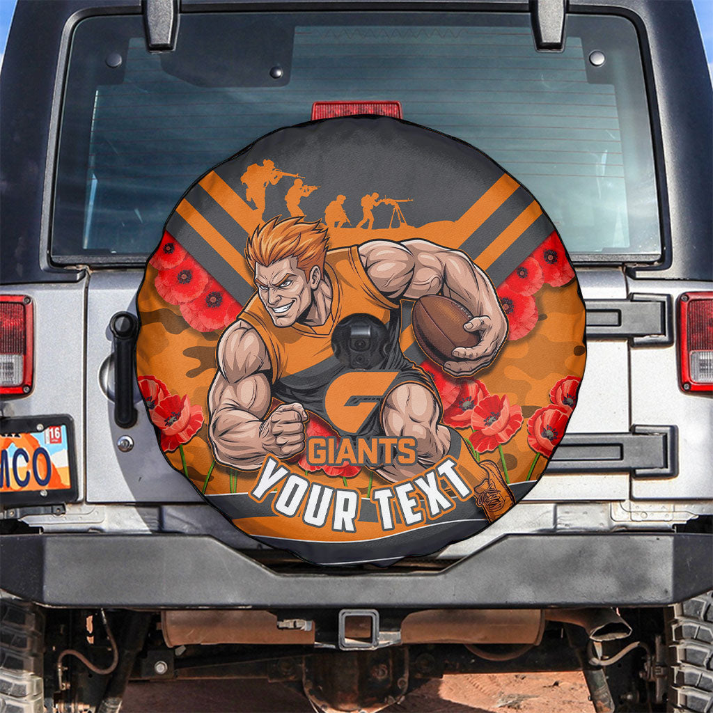 Personalised Greater Western Sydney Giants ANZAC Spare Tire Cover Military Remembrance Australian Football Mascot Camouflage