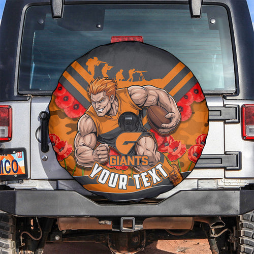 Personalised Greater Western Sydney Giants ANZAC Spare Tire Cover Military Remembrance Australian Football Mascot Camouflage