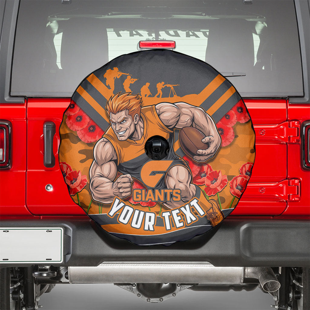 Personalised Greater Western Sydney Giants ANZAC Spare Tire Cover Military Remembrance Australian Football Mascot Camouflage