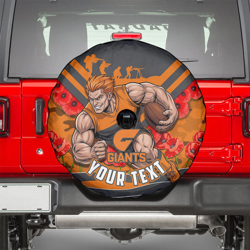Personalised Greater Western Sydney Giants ANZAC Spare Tire Cover Military Remembrance Australian Football Mascot Camouflage