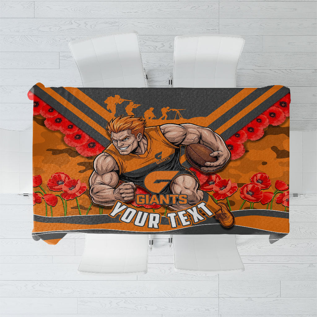 Personalised Greater Western Sydney Giants ANZAC Tablecloth Military Remembrance Australian Football Mascot Camouflage
