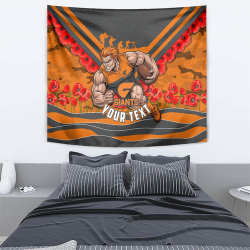 Personalised Greater Western Sydney Giants ANZAC Tapestry Military Remembrance Australian Football Mascot Camouflage