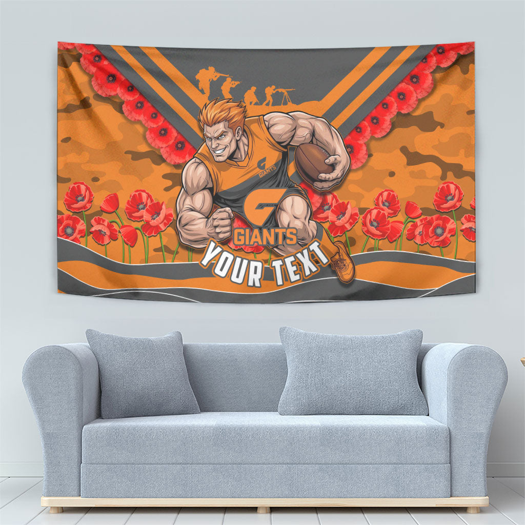 Personalised Greater Western Sydney Giants ANZAC Tapestry Military Remembrance Australian Football Mascot Camouflage