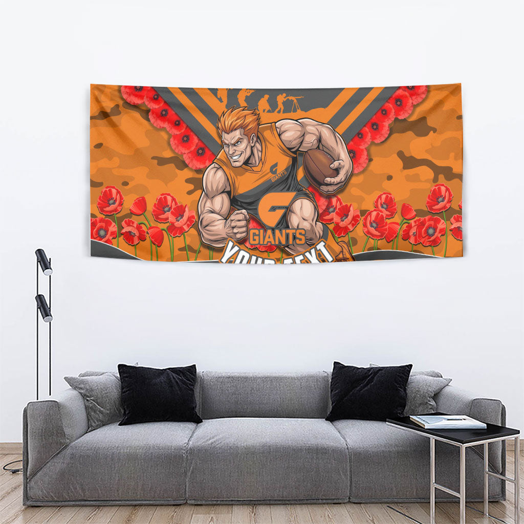 Personalised Greater Western Sydney Giants ANZAC Tapestry Military Remembrance Australian Football Mascot Camouflage