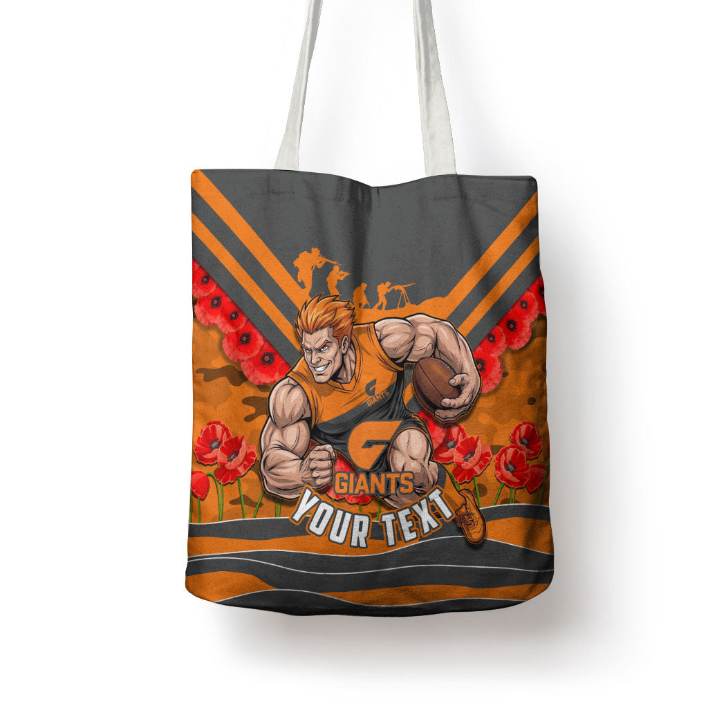 Personalised Greater Western Sydney Giants ANZAC Tote Bag Military Remembrance Australian Football Mascot Camouflage