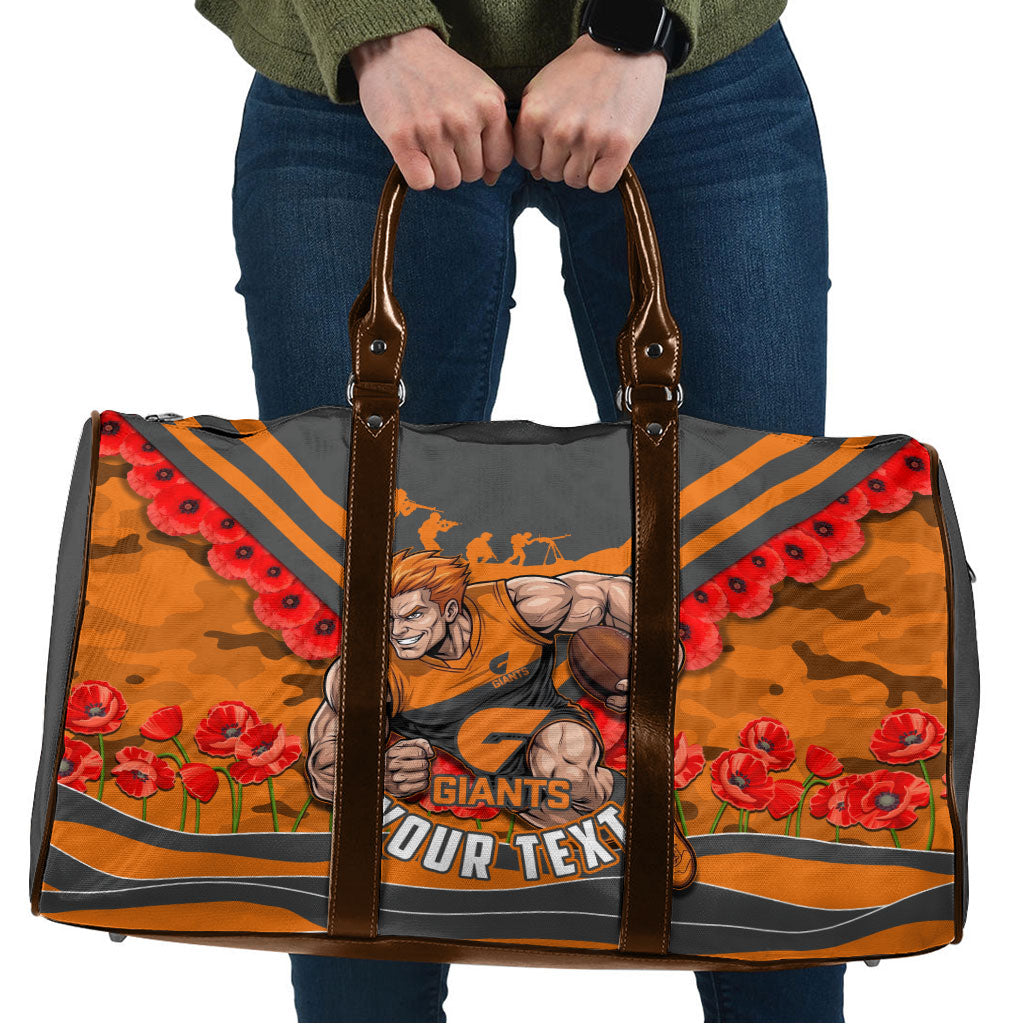 Personalised Greater Western Sydney Giants ANZAC Travel Bag Military Remembrance Australian Football Mascot Camouflage
