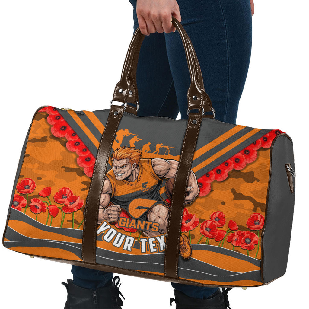 Personalised Greater Western Sydney Giants ANZAC Travel Bag Military Remembrance Australian Football Mascot Camouflage