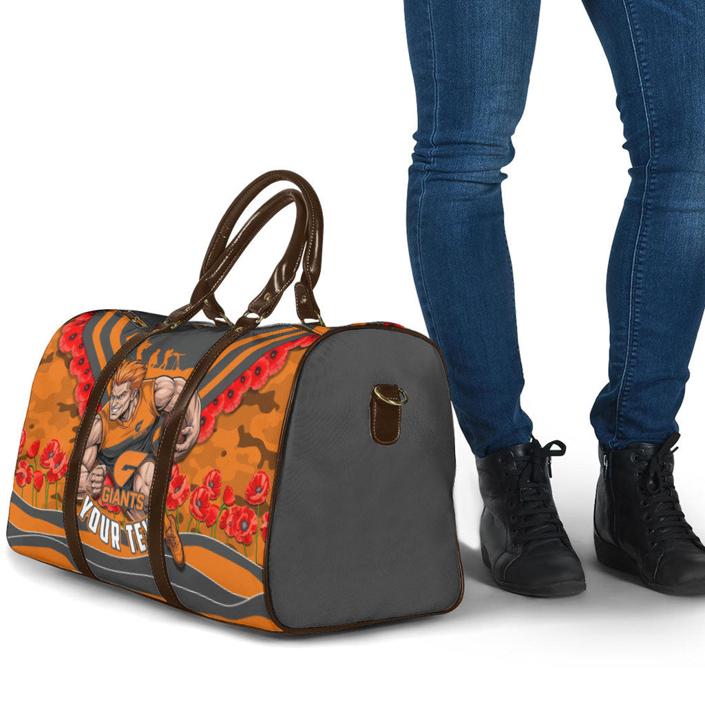 Personalised Greater Western Sydney Giants ANZAC Travel Bag Military Remembrance Australian Football Mascot Camouflage