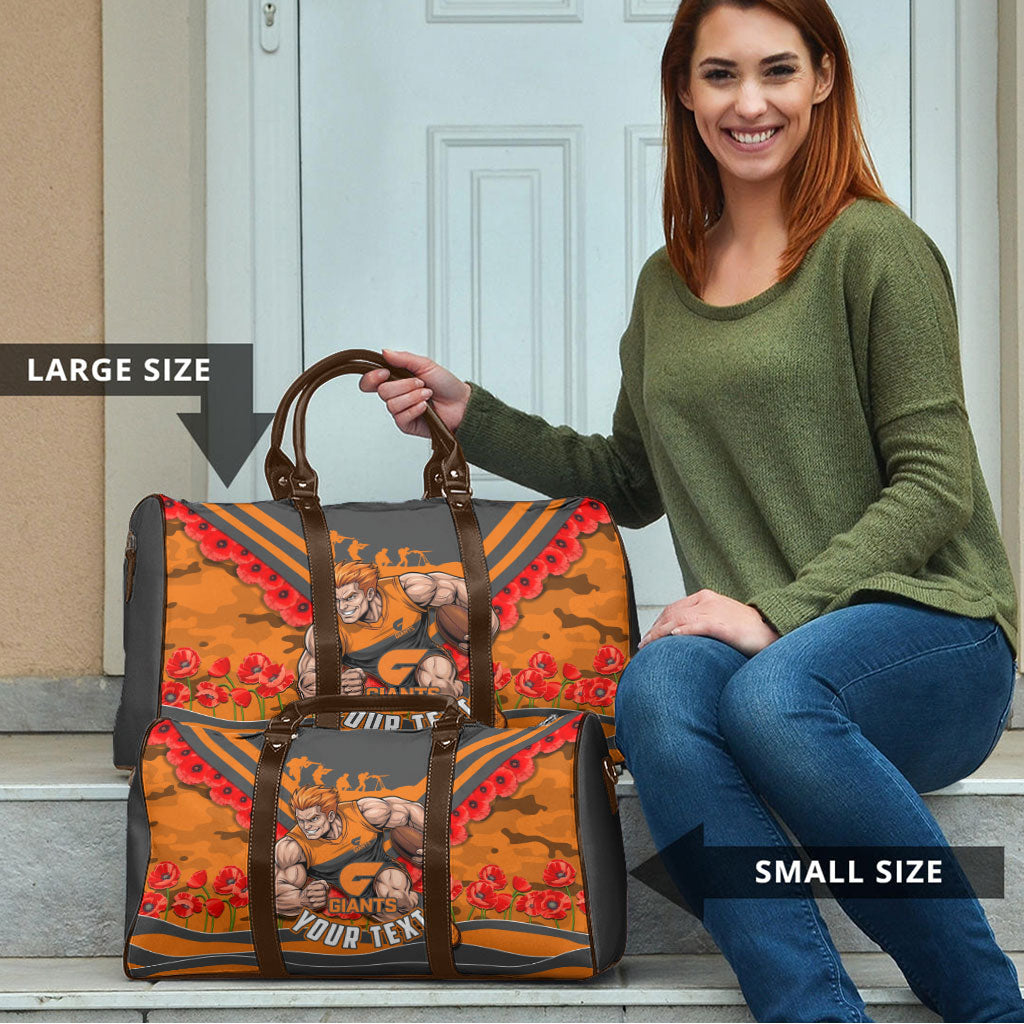 Personalised Greater Western Sydney Giants ANZAC Travel Bag Military Remembrance Australian Football Mascot Camouflage