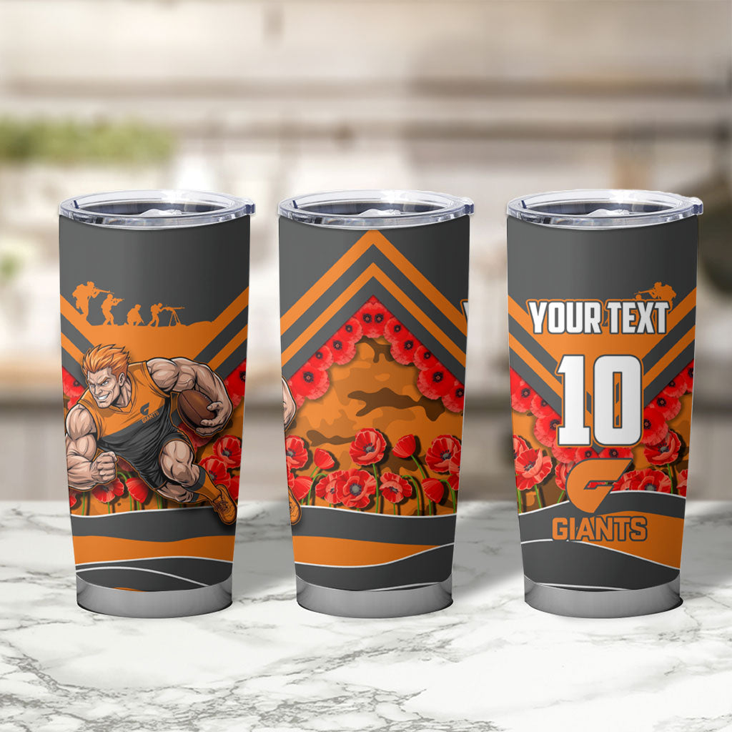 Personalised Greater Western Sydney Giants ANZAC Tumbler Cup Military Remembrance Australian Football Mascot Camouflage