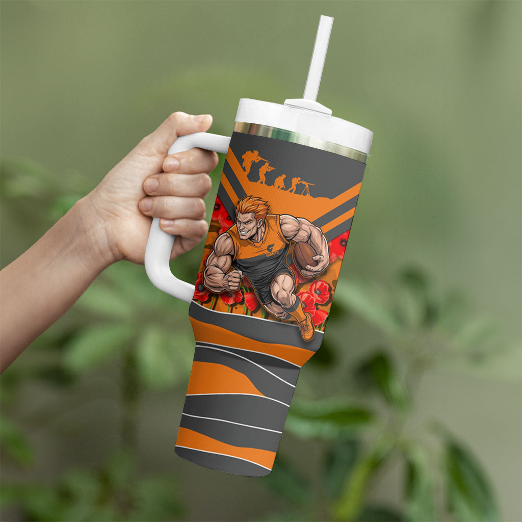 Personalised Greater Western Sydney Giants ANZAC Tumbler With Handle Military Remembrance Australian Football Mascot Camouflage