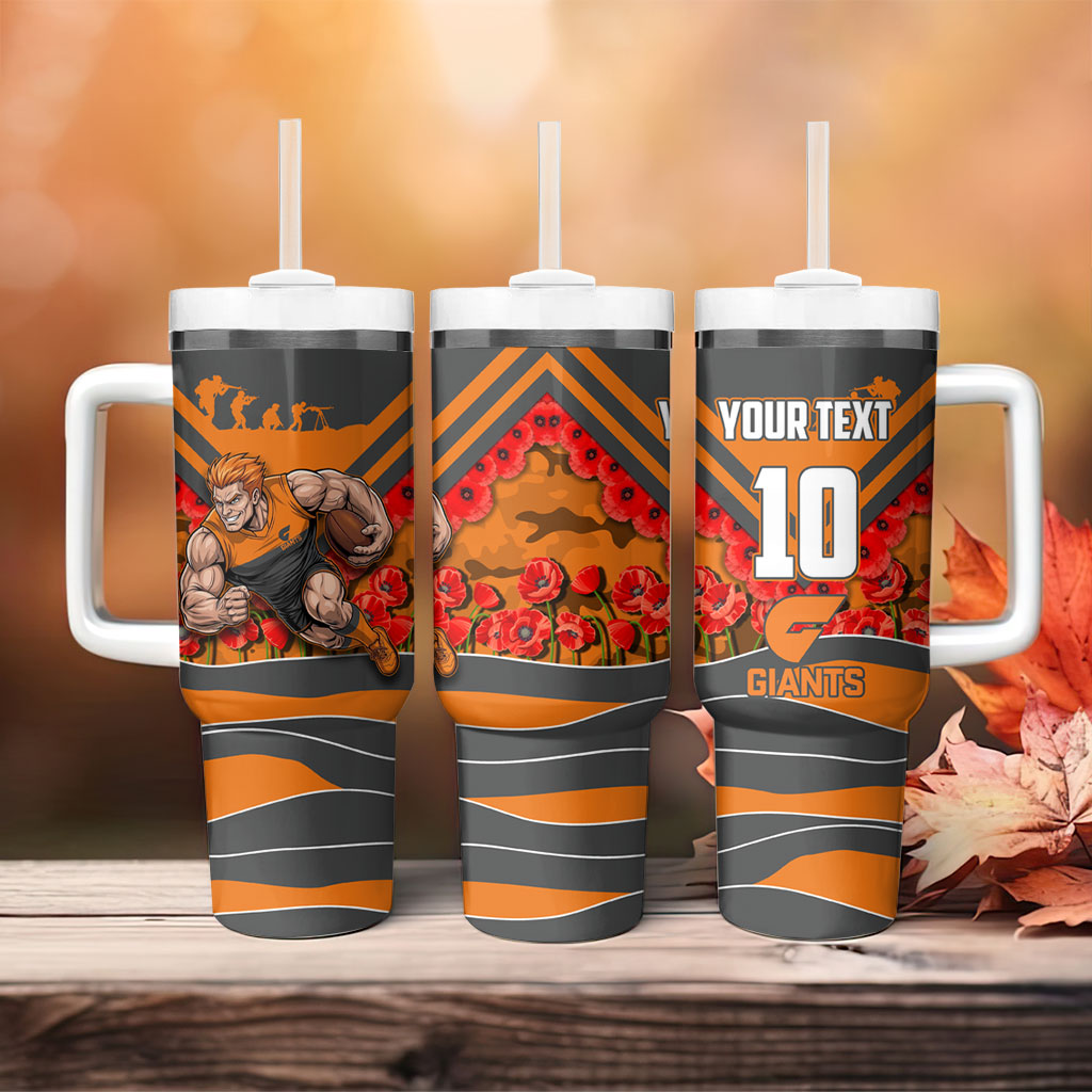 Personalised Greater Western Sydney Giants ANZAC Tumbler With Handle Military Remembrance Australian Football Mascot Camouflage
