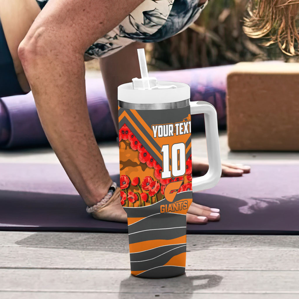 Personalised Greater Western Sydney Giants ANZAC Tumbler With Handle Military Remembrance Australian Football Mascot Camouflage