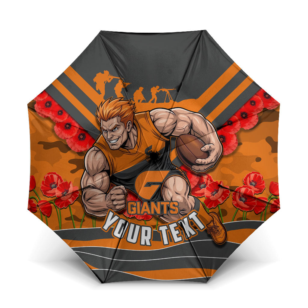 Personalised Greater Western Sydney Giants ANZAC Umbrella Military Remembrance Australian Football Mascot Camouflage