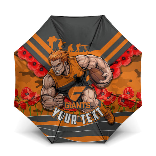Personalised Greater Western Sydney Giants ANZAC Umbrella Military Remembrance Australian Football Mascot Camouflage
