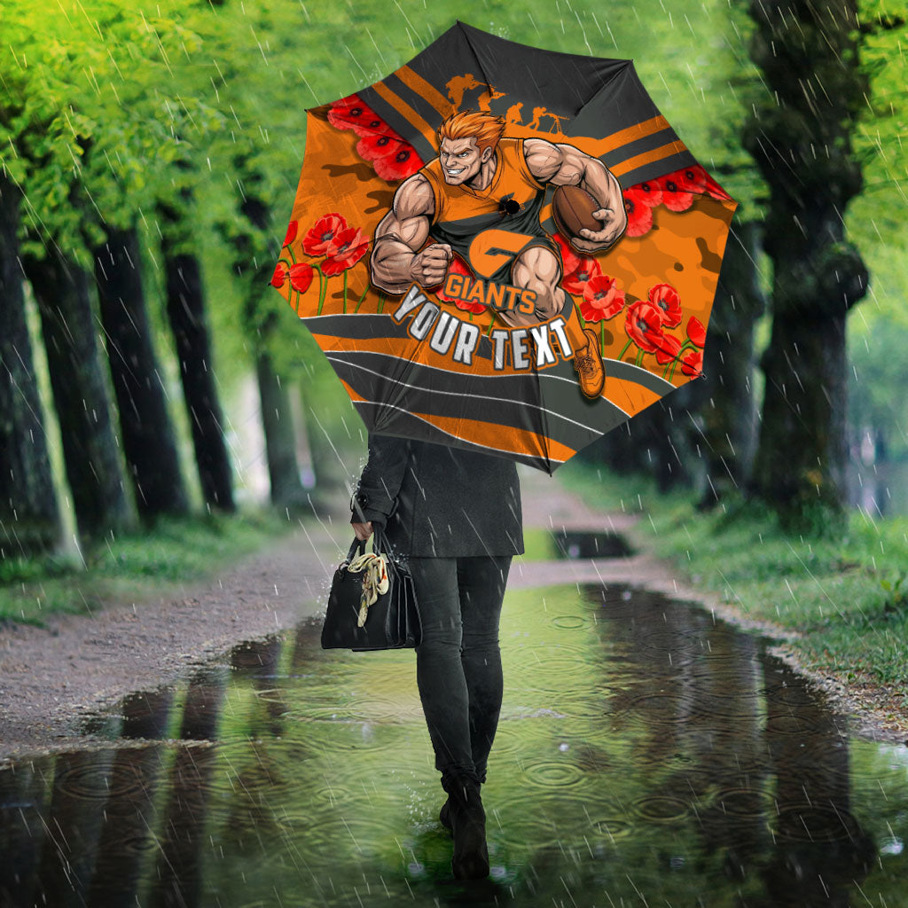 Personalised Greater Western Sydney Giants ANZAC Umbrella Military Remembrance Australian Football Mascot Camouflage