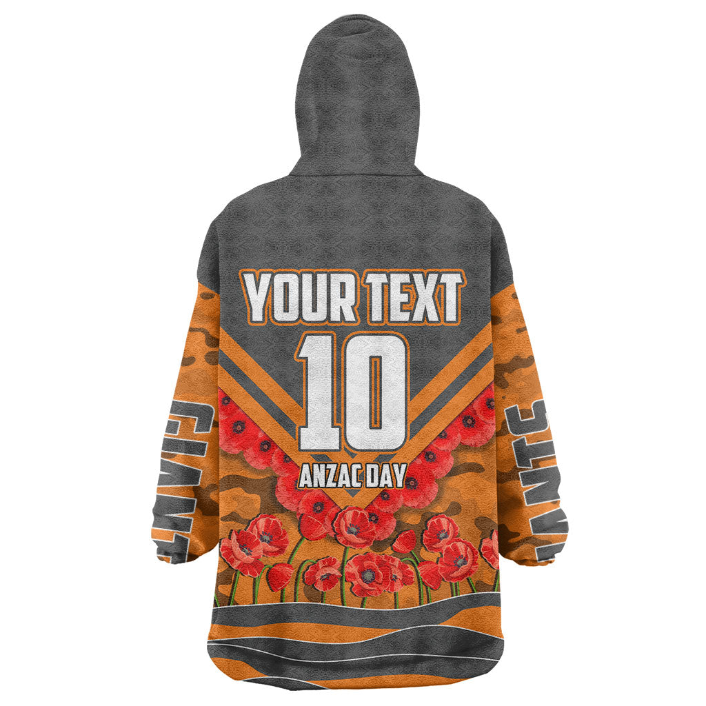 Personalised Greater Western Sydney Giants ANZAC Wearable Blanket Hoodie Military Remembrance Australian Football Mascot Camouflage