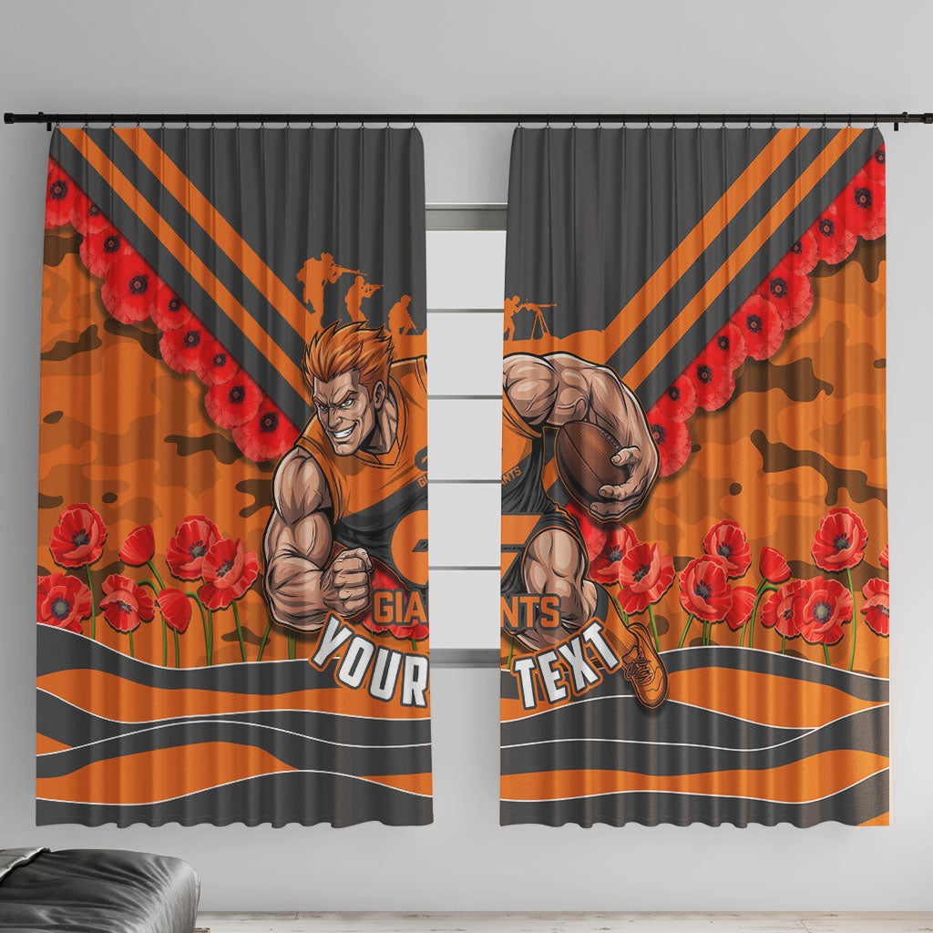 Personalised Greater Western Sydney Giants ANZAC Window Curtain Military Remembrance Australian Football Mascot Camouflage