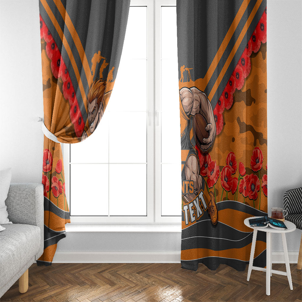 Personalised Greater Western Sydney Giants ANZAC Window Curtain Military Remembrance Australian Football Mascot Camouflage