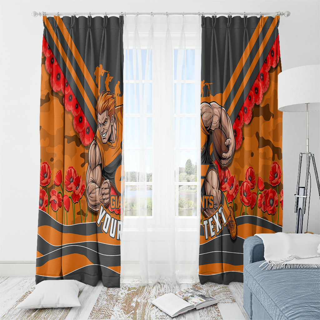 Personalised Greater Western Sydney Giants ANZAC Window Curtain Military Remembrance Australian Football Mascot Camouflage