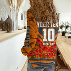 Personalised Greater Western Sydney Giants ANZAC Women Casual Shirt Military Remembrance Australian Football Mascot Camouflage