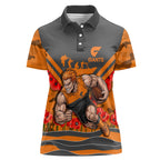 Personalised Greater Western Sydney Giants ANZAC Women Polo Shirt Military Remembrance Australian Football Mascot Camouflage
