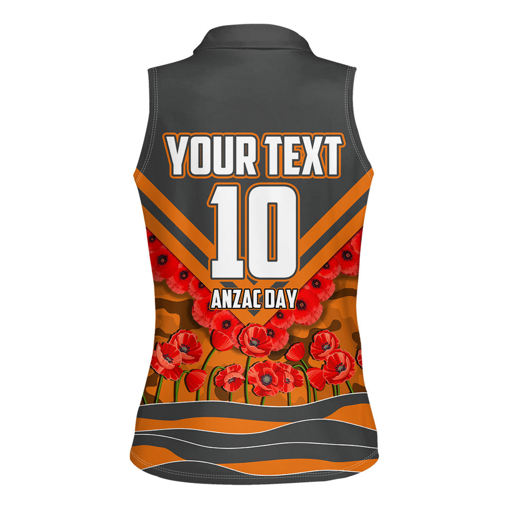 Personalised Greater Western Sydney Giants ANZAC Women Sleeveless Polo Shirt Military Remembrance Australian Football Mascot Camouflage