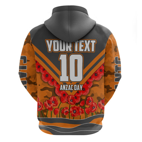 Personalised Greater Western Sydney Giants ANZAC Zip Hoodie Military Remembrance Australian Football Mascot Camouflage